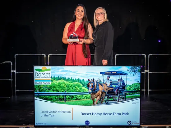 Dorset Heavy Horse Farm Park - Taya accepting award at Dorset Tourism Awards